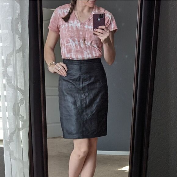 Vintage Dresses & Skirts - Vintage Leather Tanazzia Pencil Skirt